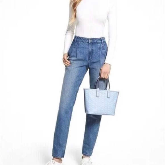 Michael Kors Jodie Small Logo Jacquard Pale Blue Tote Bag